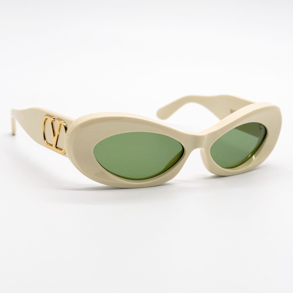 NEW VALENTINO SUNGLASSES VLS-178B IVORY/GREEN WOMEN EYEWEAR